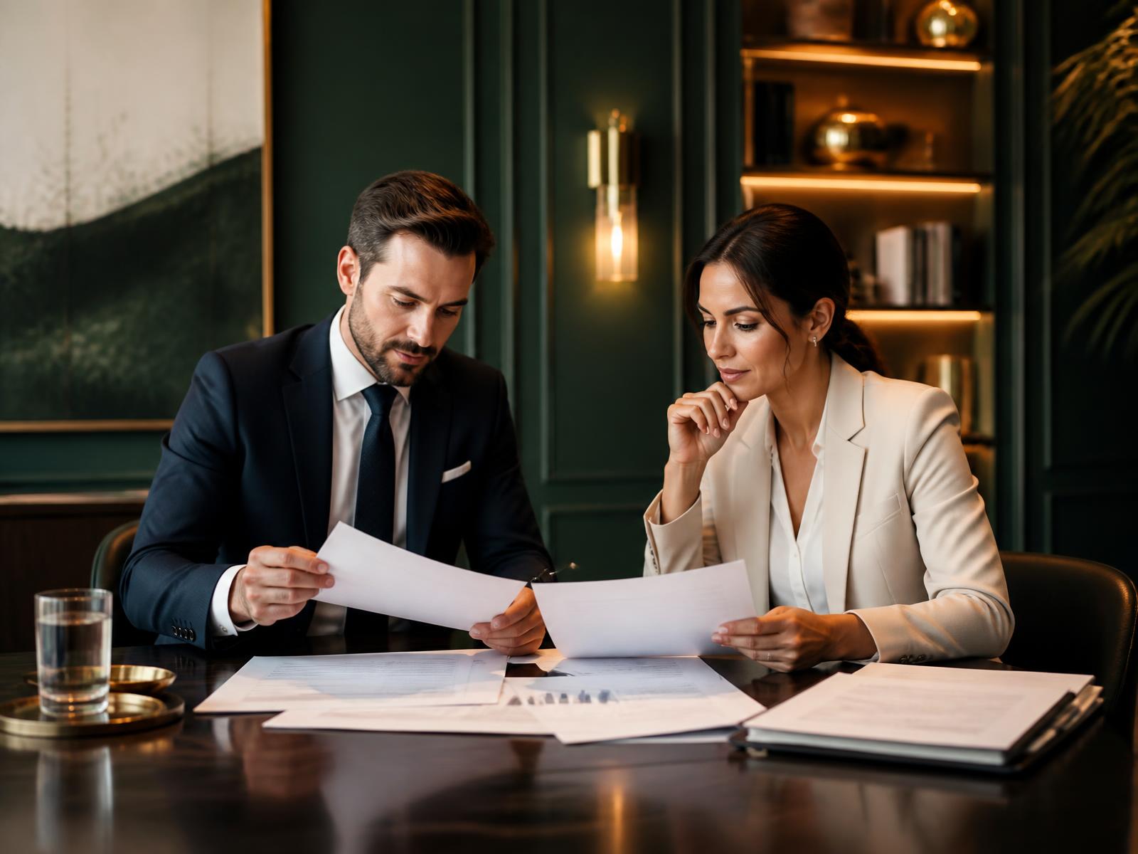 Advisors reviewing business funding documents